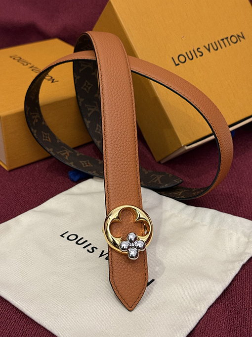 ルイヴィトン Pretty LV Monogram 新モデルレディースキャンバス牛革ゴールドトーンバックル ベルト