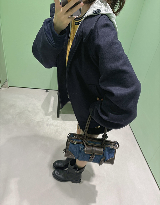 プラダ Bonnie デニム小型ハンドバッグ