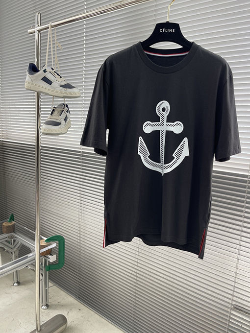 トムブラウンコピー 最新のアンカー柄半袖Tシャツ