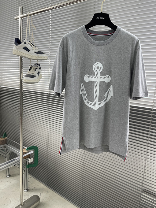 トムブラウンコピー 最新のアンカー柄半袖Tシャツ