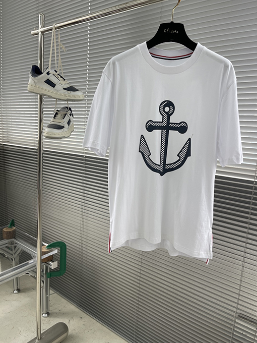 トムブラウンコピー 最新のアンカー柄半袖Tシャツ