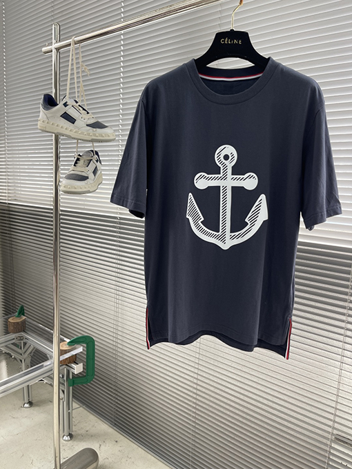 トムブラウンコピー 最新のアンカー柄半袖Tシャツ