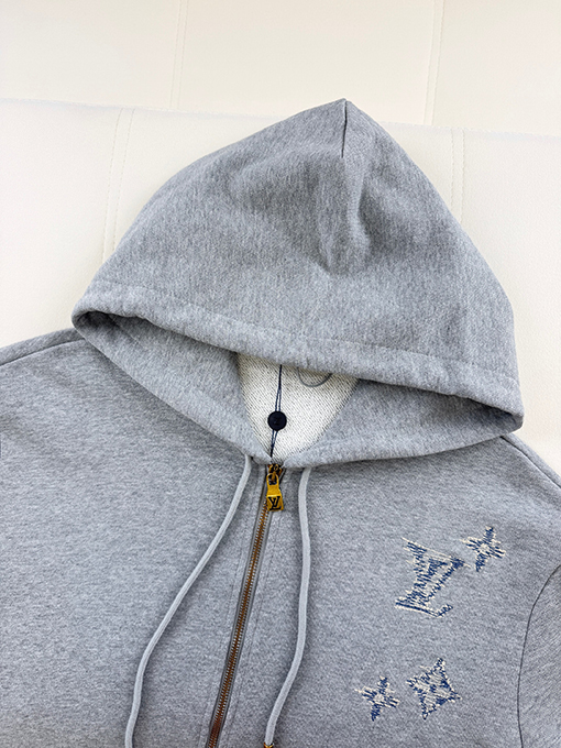 ルイヴィトン 刺繍ロゴ入りフード付きジップアップスウェットジャケット