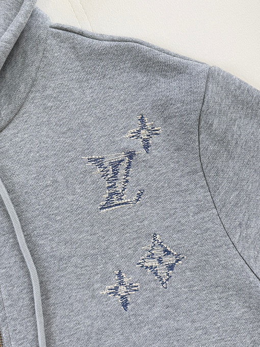 ルイヴィトン 刺繍ロゴ入りフード付きジップアップスウェットジャケット
