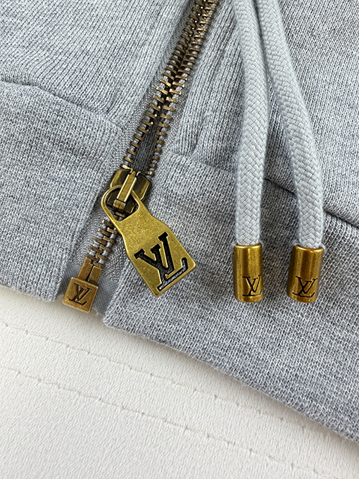 ルイヴィトン 刺繍ロゴ入りフード付きジップアップスウェットジャケット