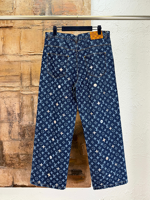 ルイヴィトンスーパーコピー 花柄刺繍プリントジーンズ