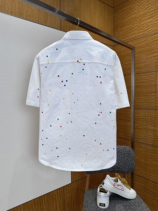 グッチコピー インクが飛び散ったジャカード織りの半袖シャツとショートパンツのセット
