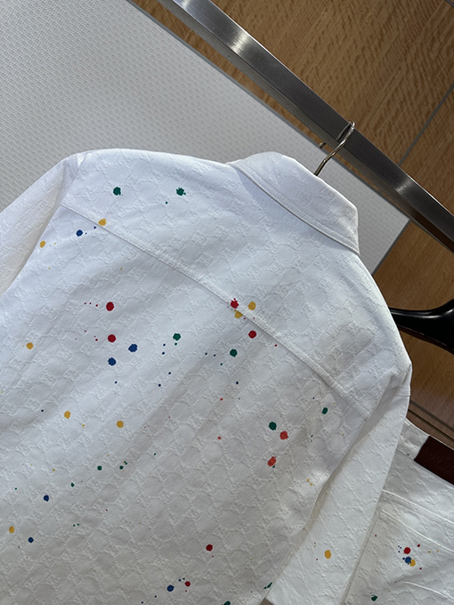 グッチコピー インクが飛び散ったジャカード織りの半袖シャツとショートパンツのセット