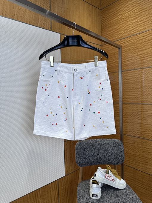 グッチコピー インクが飛び散ったジャカード織りの半袖シャツとショートパンツのセット