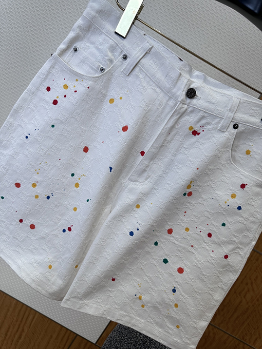 グッチコピー インクが飛び散ったジャカード織りの半袖シャツとショートパンツのセット