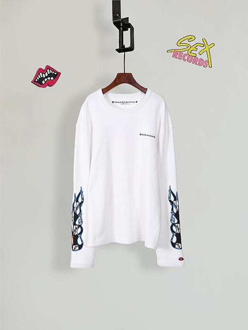 クロムハーツコピー Mattyboy コラボレーション ワッフル ホワイト グラフィティプリント 刺繍入り長袖シャツ