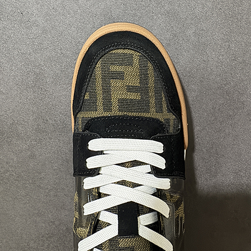 フェンディスニーカースーパーコピー FENDI Match レザー型押しレースアップローカットファッションスニーカー