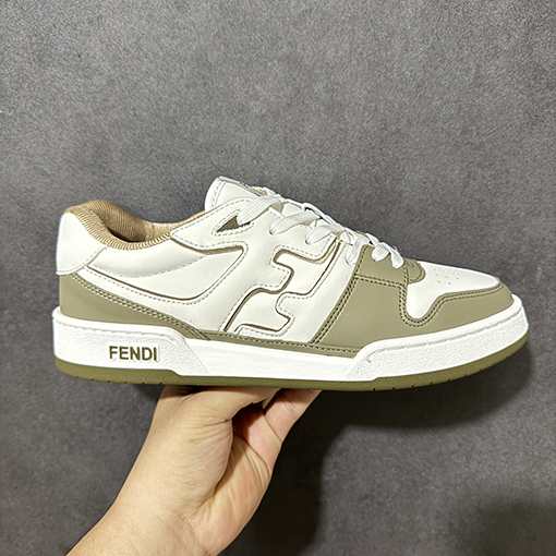 フェンディ FENDI Match クラシックレザー型押しレースアップローカットファッションスニーカー