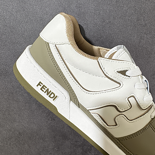 フェンディ FENDI Match クラシックレザー型押しレースアップローカットファッションスニーカー
