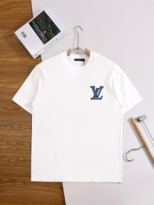 ルイヴィトンスーパーコピー アップリケ刺繍りクルーネック半袖Tシャツ