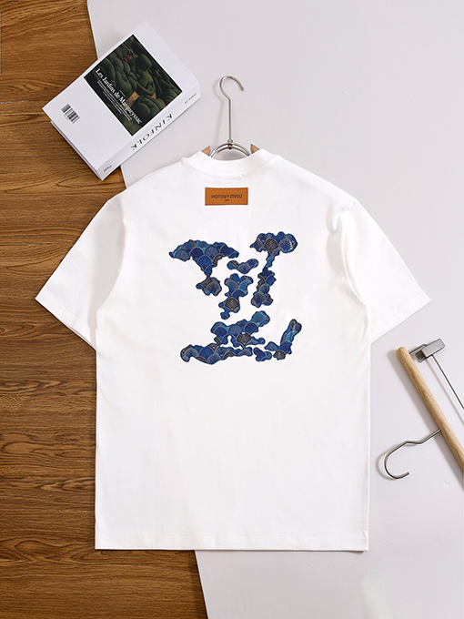 ルイヴィトンスーパーコピー アップリケ刺繍りクルーネック半袖Tシャツ