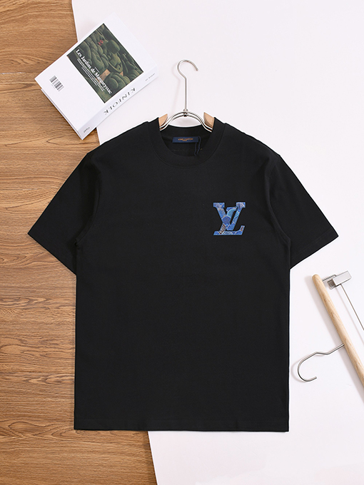 ルイヴィトンスーパーコピー アップリケ刺繍りクルーネック半袖Tシャツ