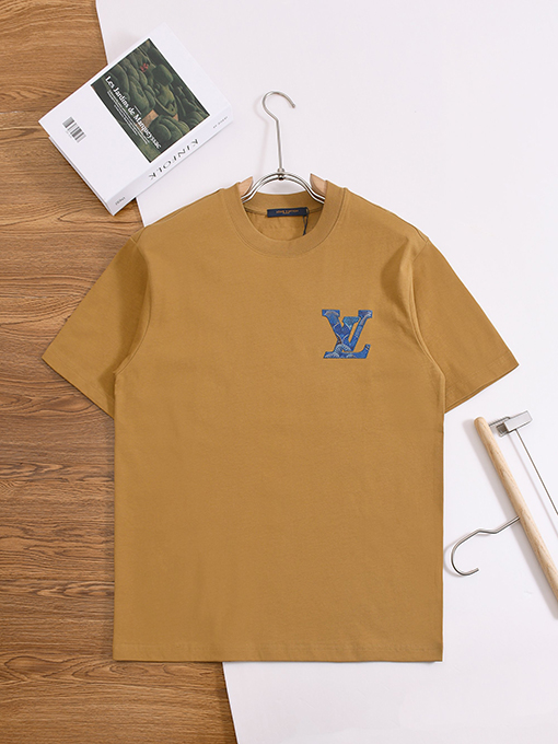 ルイヴィトンスーパーコピー アップリケ刺繍りクルーネック半袖Tシャツ