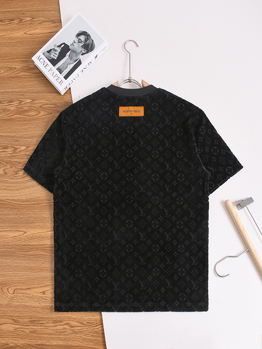 ルイヴィトン ベルベット素材の総柄ジャカード織り半袖Tシャツ