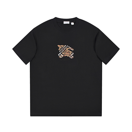 バーバリーコピー クラシックな戦馬のアップリケ刺繍入りウォッシュ半袖Tシャツ
