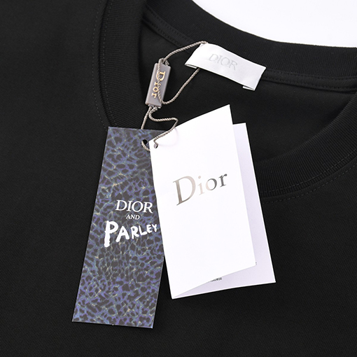 ディオールスーパーコピー Christian Dior Couture クアップリケ刺繍入りウォッシュ半袖Tシャツ