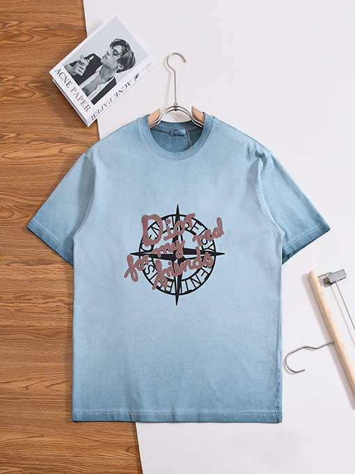 クロムハーツスーパーコピー ウォッシュ染色の発泡をしたプリント半袖Tシャツ