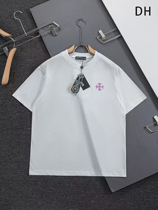 クロムハーツスーパーコピー クラシックなクロスバッジの縁タッセル付き半袖Tシャツ