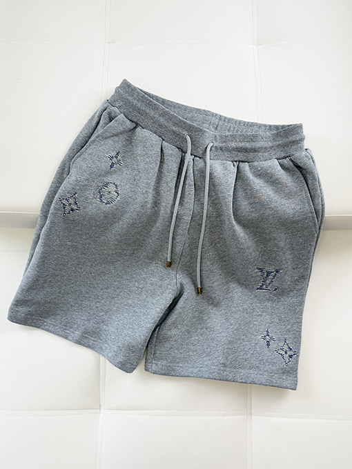 ルイヴィトンスーパーコピー コットン刺繍ロゴ入りショートパンツ