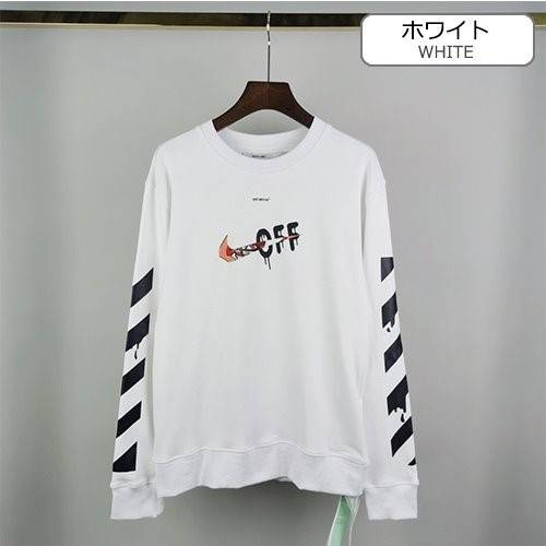 【オフホワイト】メンズ レディース 長袖　スウェットTシャツ  