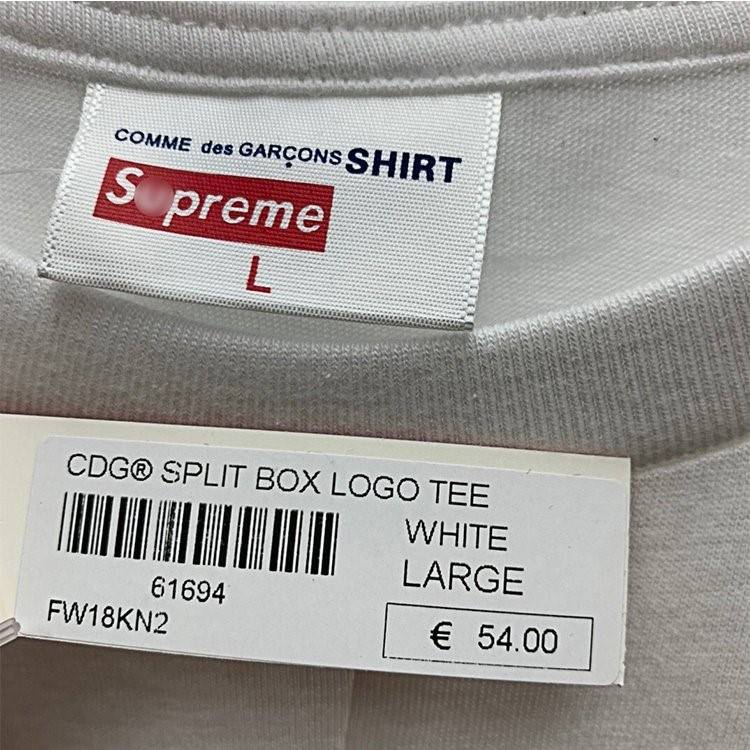 【シュプリ*ム S*PREME】x【 Comme des Garçons】 SHIRT Split Box Logo Tee 高品質メンズ レディース 半袖Tシャツ