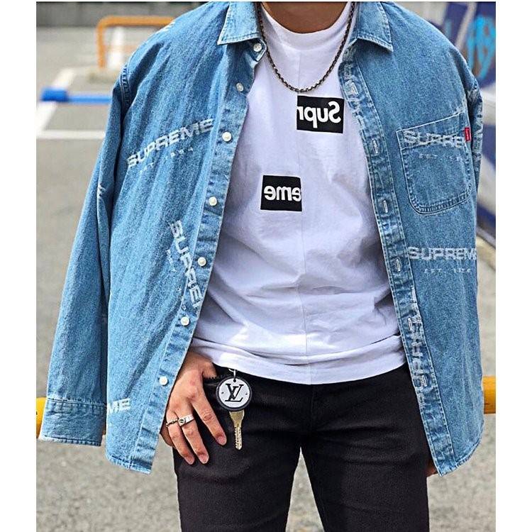 【シュプリ*ム S*PREME】x【 Comme des Garçons】 SHIRT Split Box Logo Tee 高品質メンズ レディース 半袖Tシャツ