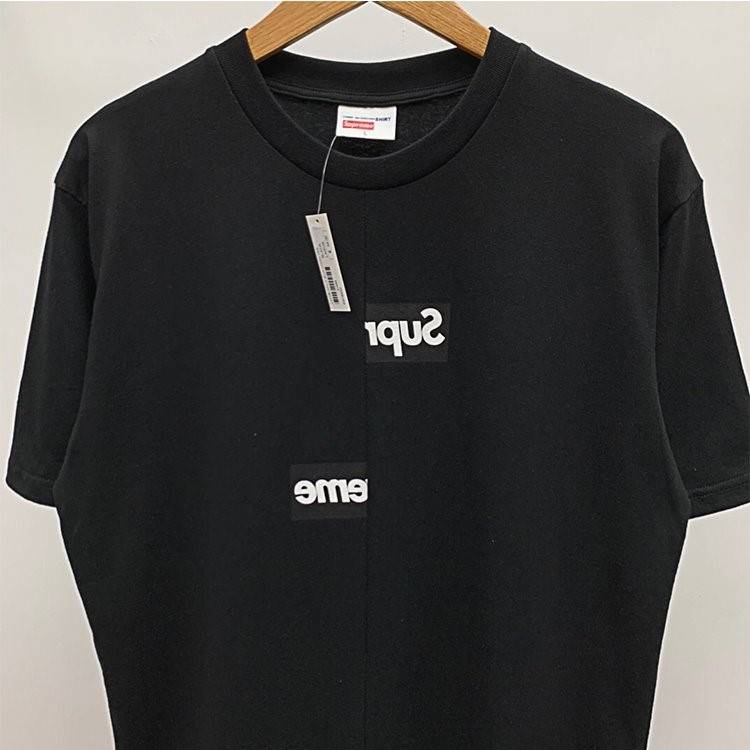 【シュプリ*ム S*PREME】x【 Comme des Garçons】 SHIRT Split Box Logo Tee 高品質メンズ レディース 半袖Tシャツ