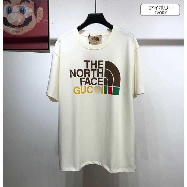 【グッチ】×【ノースフェイス 】 高品質 メンズ レディース 半袖Tシャツ  