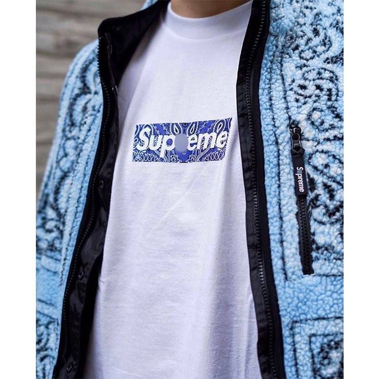 【シュプリ*ム S*PREME】19FW Bandana Box Logo Tee 高品質メンズ レディース 半袖Tシャツ 