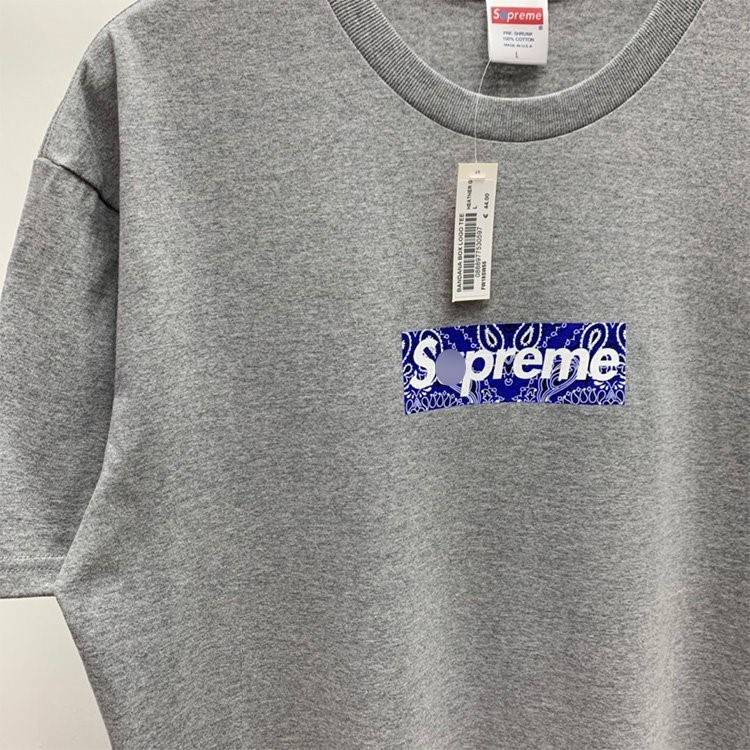 【シュプリ*ム S*PREME】19FW Bandana Box Logo Tee 高品質メンズ レディース 半袖Tシャツ 