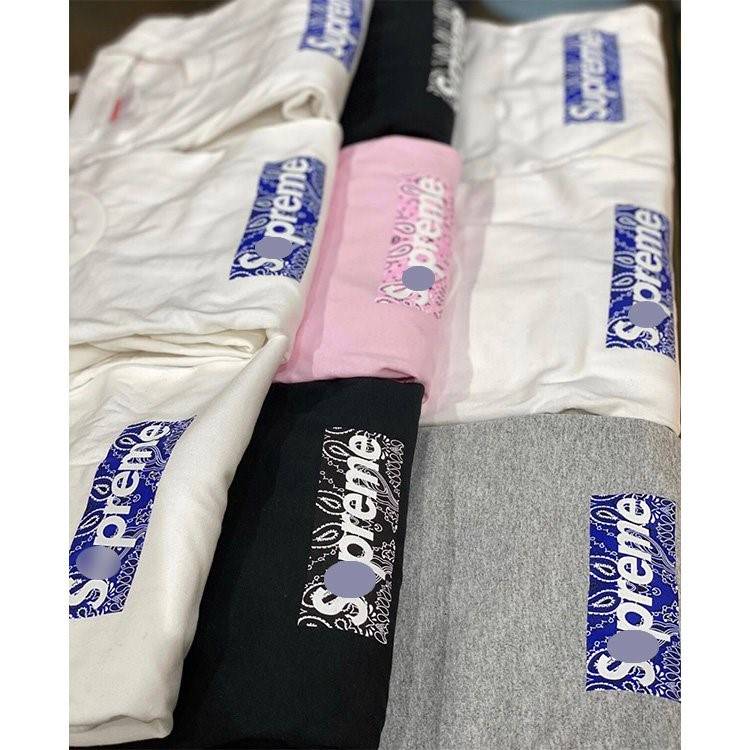 【シュプリ*ム S*PREME】19FW Bandana Box Logo Tee 高品質メンズ レディース 半袖Tシャツ 