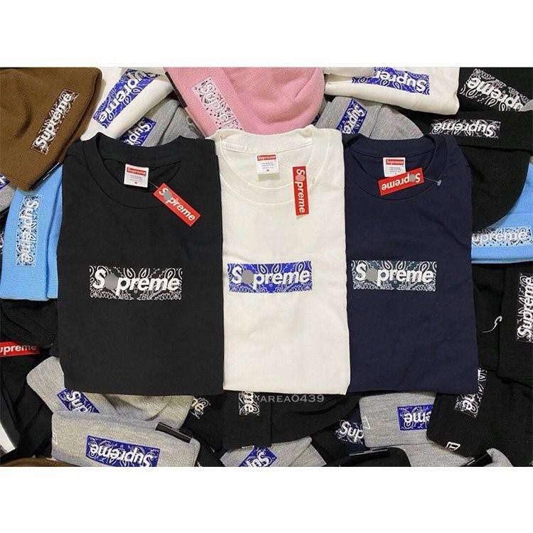 【シュプリ*ム S*PREME】19FW Bandana Box Logo Tee 高品質メンズ レディース 半袖Tシャツ 