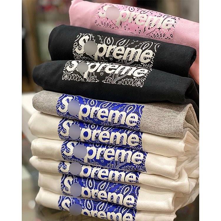 【シュプリ*ム S*PREME】19FW Bandana Box Logo Tee 高品質メンズ レディース 半袖Tシャツ 